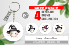 Sleepy Halloween Moon Keychain Product Image 1