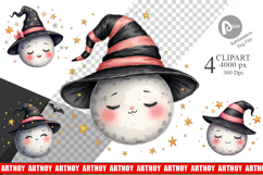 Sleepy Halloween Moon Clipart Product Image 1