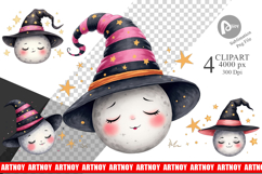 Sleepy Halloween Moon Clipart Product Image 1