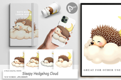 Digital Paper Sleepy Hedgehog Cloud Product Image 1