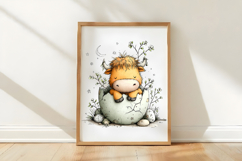 Sleepy Highland Cow in Easter Egg Shell Clipart Product Image 3