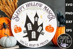 Farmhouse Halloween Round Sign, Sleepy Hollow Manor Svg Product Image 1