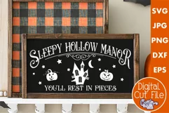 Sleepy Hollow Manor Halloween Farmhouse Sign Svg Product Image 1