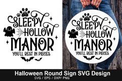 Sleepy hollow manor you&#039;ll rest SVG - Halloween Round Sign Product Image 1