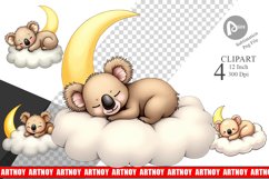 Sleepy Koala Cloud Clipart Product Image 1
