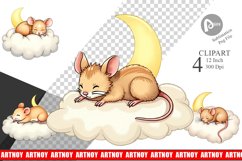 Sleepy Mouse Cloud Clipart Product Image 1