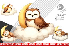 Sleepy Owl Cloud Clipart Product Image 1
