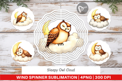 Wind Spinner Sleepy Owl Cloud Product Image 1