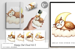 Digital Paper Sleepy Owl Cloud Product Image 1