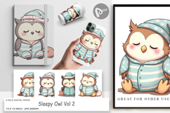 Digital Paper Sleepy Owl Product Image 1