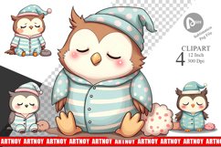 Sleepy Owl Clipart Product Image 1