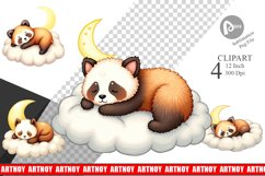 Sleepy Panda Cloud Clipart Product Image 1