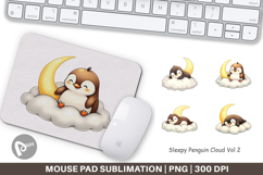 Mouse Pad Sleepy Penguin Cloud Product Image 1