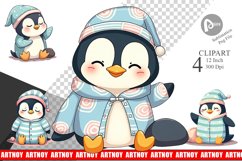 Sleepy Penguin Clipart Product Image 1