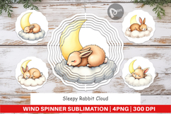 Wind Spinner Sleepy Rabbit Cloud Product Image 1