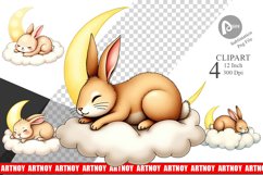 Sleepy Rabbit Cloud Clipart Product Image 1