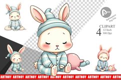 Sleepy Rabbit Clipart Product Image 1