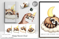 Digital Paper Sleepy Raccoon Cloud Product Image 1