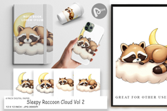 Digital Paper Sleepy Raccoon Cloud Product Image 1