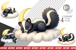 Sleepy Skunk Cloud Clipart Product Image 1