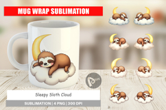 Mug Wrap Sleepy Sloth Cloud Product Image 1