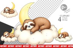 Sleepy Sloth Cloud Clipart Product Image 1