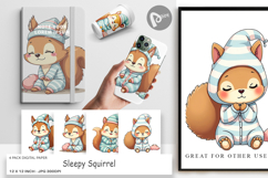 Digital Paper Sleepy Squirrel Product Image 1