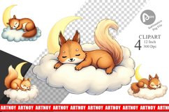 Sleepy Squirrel Cloud Clipart Product Image 1