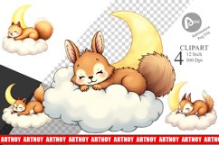 Sleepy Squirrel Cloud Clipart Product Image 1