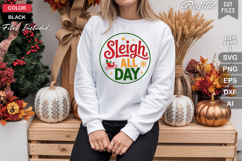 Sleigh All Day SVG | Christmas Round Sign SVG | Xmas SVG Product Image 4