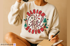 Sleigh Girl Sleigh Christmas SVG Funny SVG T-shirt Design Product Image 4