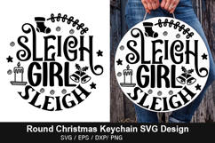 Round Christmas Keychain SVG Design - Sleigh rides and hot Product Image 4