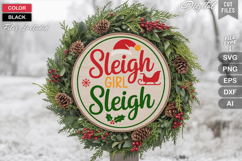 Sleigh Girl Sleigh SVG | Christmas Round Sign SVG | Xmas SVG Product Image 1