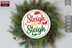 Sleigh Girl Sleigh SVG | Christmas Round Sign SVG | Xmas SVG Product Image 2