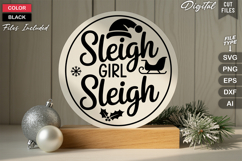 Sleigh Girl Sleigh SVG | Christmas Round Sign SVG | Xmas SVG Product Image 3
