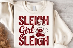 Sleigh girl sleigh PNG, Retro Christmas girl design Product Image 5