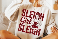 Sleigh girl sleigh PNG, Retro Christmas girl design Product Image 6