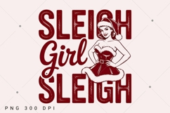 Sleigh girl sleigh PNG, Retro Christmas girl design Product Image 1