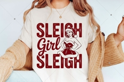 Sleigh girl sleigh PNG, Retro Christmas girl design Product Image 2