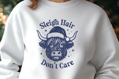 Sleigh Hair Don’t Care SVG PNG, Funny Highland Cow Christmas Product Image 3