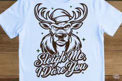 Sleigh Me I Dare You Reindeer Christmas SVG PNG Product Image 3