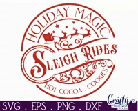 Christmas Round Sign Svg, Sleigh Rides Door Hanger Product Image 2