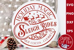 Christmas Round Sign Svg, Sleigh Rides Door Hanger Product Image 1