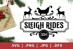 Vintage Old Style Christmas Sign - Sleigh Rides - svg & png Product Image 3