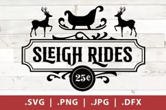 Vintage Old Style Christmas Sign - Sleigh Rides - svg & png Product Image 2