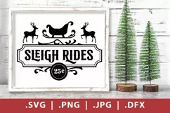 Vintage Old Style Christmas Sign - Sleigh Rides - svg & png Product Image 1