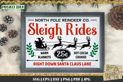 Sleigh Rides SVG | Vintage Christmas Signs | Reindeer SVG Product Image 1