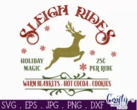 Reindeer Sleigh Rides Christmas Round Sign Svg Product Image 2