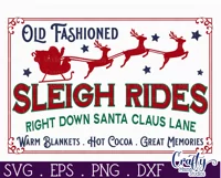 Sleigh Rides Sign, Vintage Christmas Farmhouse Svg Product Image 2
