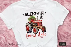 Sleighin It Farm Style PNG | Christmas Sublimation Product Image 2